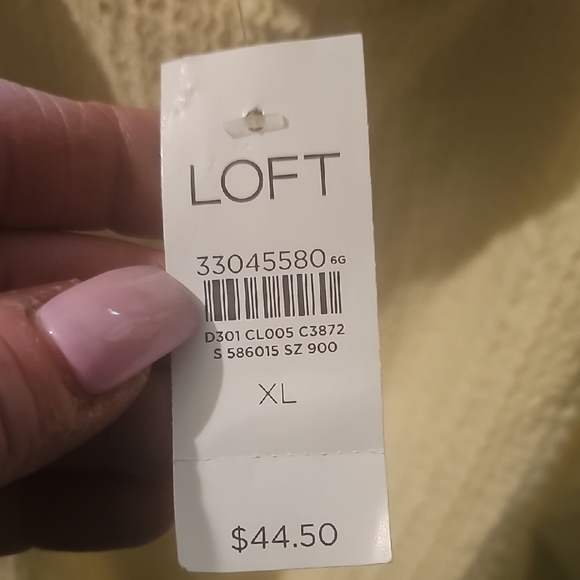 LOFT NWT Women's  Light Yellow Puff Sleeve Blouse Tie Front Size XLarge - Picture 3 of 10